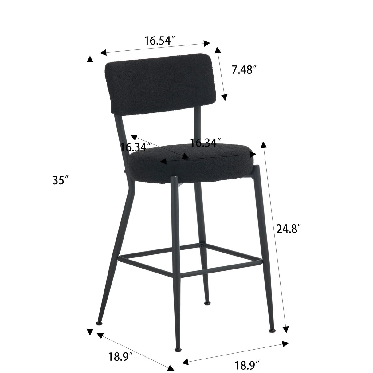 Modern Teddy Fabric Upholstered Bar Stools - Black Legs - Furniture Home Direct