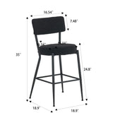 Modern Teddy Fabric Upholstered Bar Stools - Black Legs - Furniture Home Direct