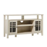 Transitional 2 Door Sideboard With Windowpane Design - Ivory Oak - Furniture Home Direct