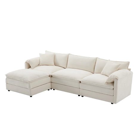 Modular Sectional With Deep And Wide Seat, Cloud Couch Set With Double Cushions Sofa With Movable Ottoman - Furniture Home Direct