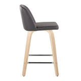 Toriano - Contemporary Fixed Height Counter Stool With Swivel With Square Footrest (Set of 2) - Furniture Home Direct
