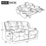 2 Seater Home Theater Recliner Manual Recliner Chair With A LED Light Strip Two Cup Holders And A Storage Box For Living Room - Furniture Home Direct