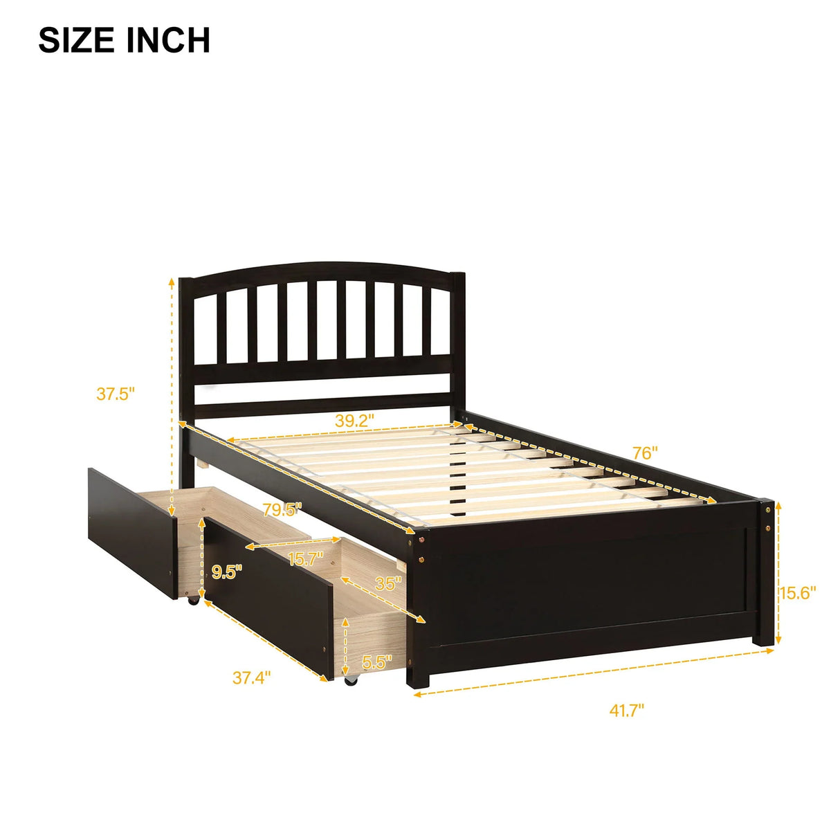 Platform Storage Bed Wood Bed Frame With Two Drawers And Headboard - Furniture Home Direct