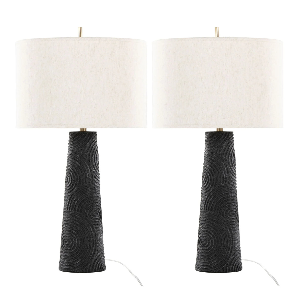 Kona - Contemporary Table Lamp (Set of 2) - Matte Black / Modern Brass / Natural - Furniture Home Direct