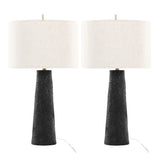 Kona - Contemporary Table Lamp (Set of 2) - Matte Black / Modern Brass / Natural - Furniture Home Direct