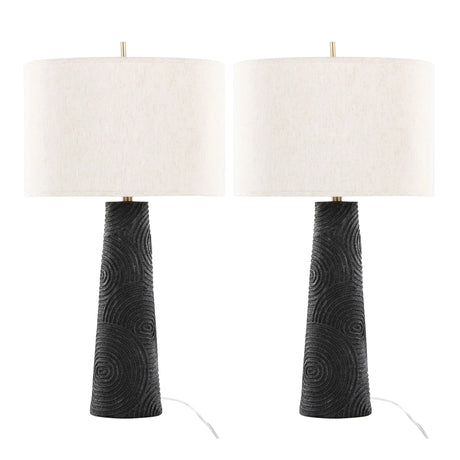 Kona - Contemporary Table Lamp (Set of 2) - Matte Black / Modern Brass / Natural - Furniture Home Direct
