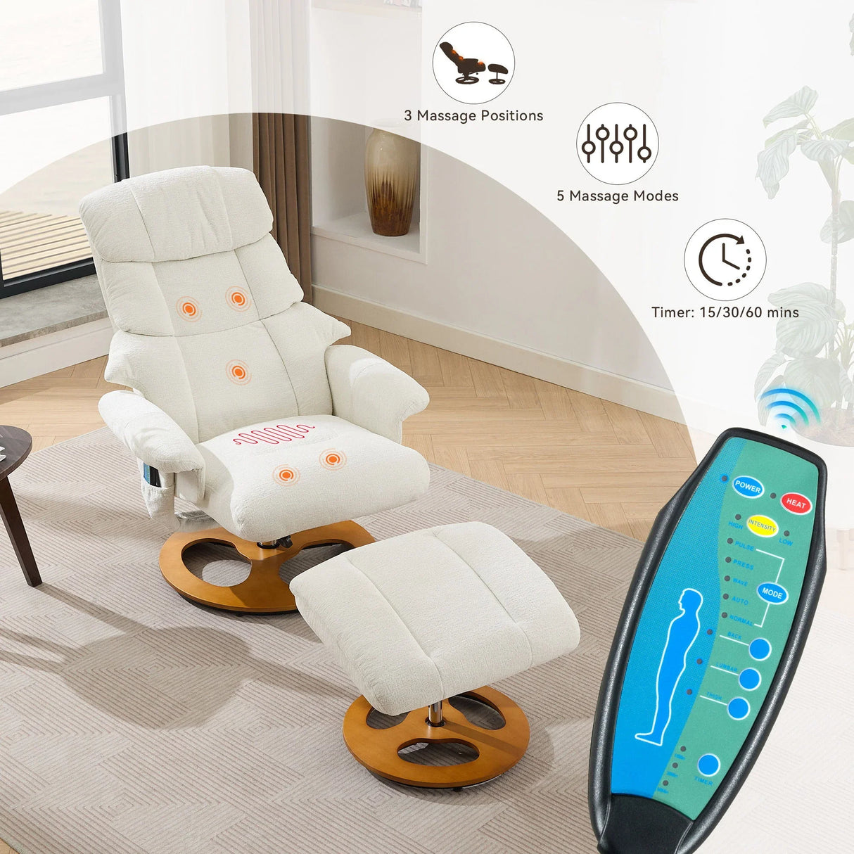 Ergonomic Recliner Chair With Ottoman, Modern 360° Swivel With Footstool - Furniture Home Direct