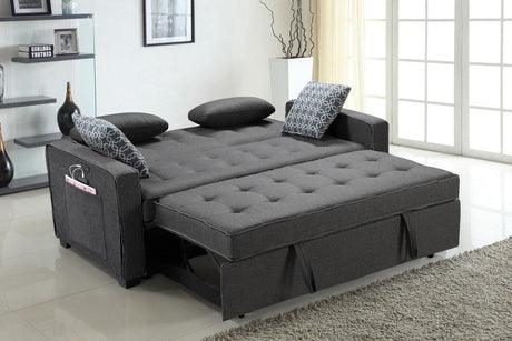 William - Modern Fabric Sleeper Sofa With 2 USB Charging Ports And 4 Accent Pillows - Gray - Furniture Home Direct
