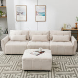 113.3 Modular Sectional With Ottoman And USB C Ports Beige - Furniture Home Direct