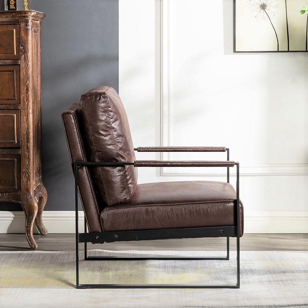 Classic Mid Century Modern Accent Chair With Durable Square Metal Frame, Armchair - Furniture Home Direct
