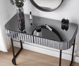 Mirrored Makeup Vanity Table With Stainless Steel Base And 2 Drawers - Furniture Home Direct