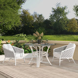 Rowan - Rope Barrel Back Patio Accent Arm Chair (Set of 2) - Optic White - Furniture Home Direct