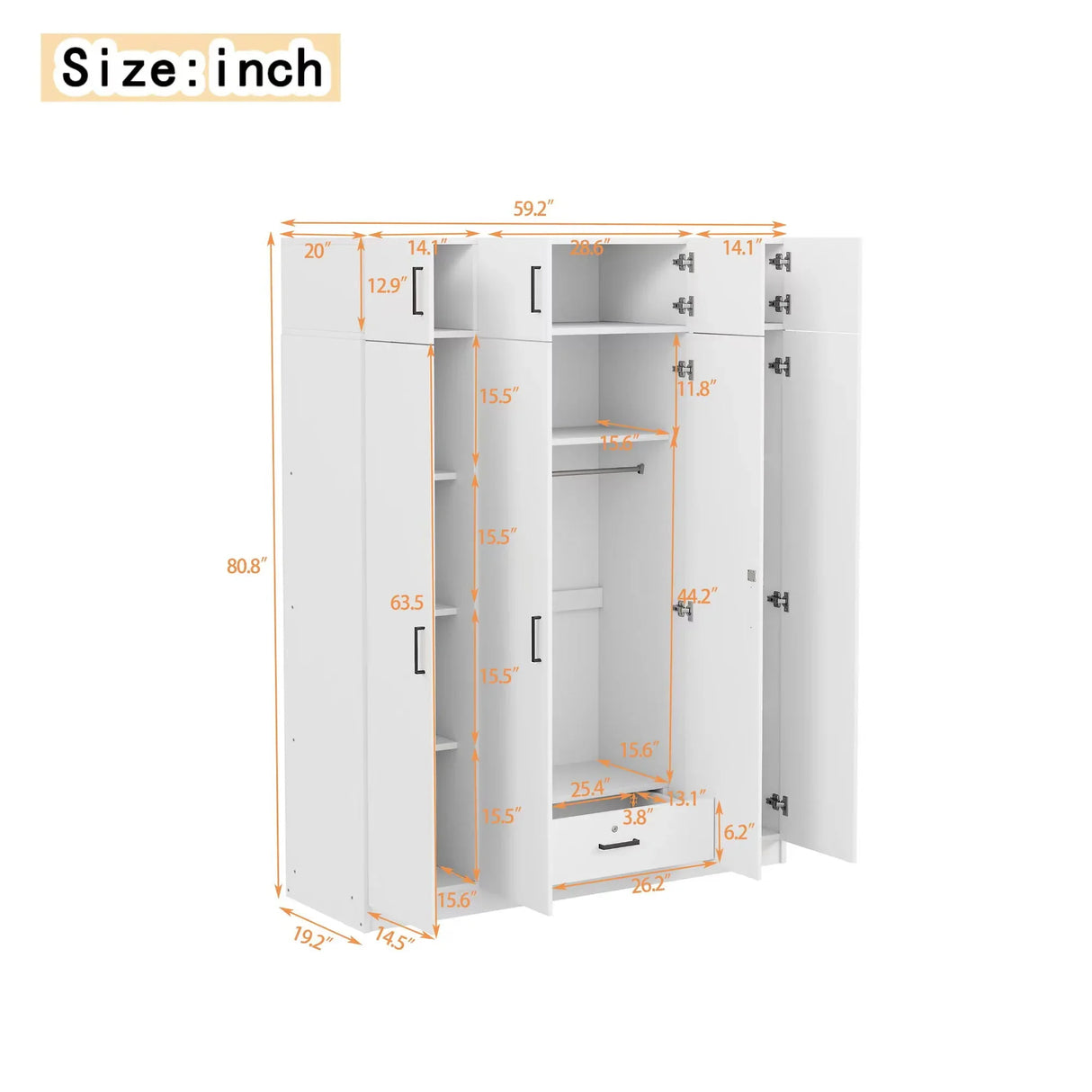 Contemporary 4 Door Wardrobe With 1 Drawer And Top Cabinet - Furniture Home Direct