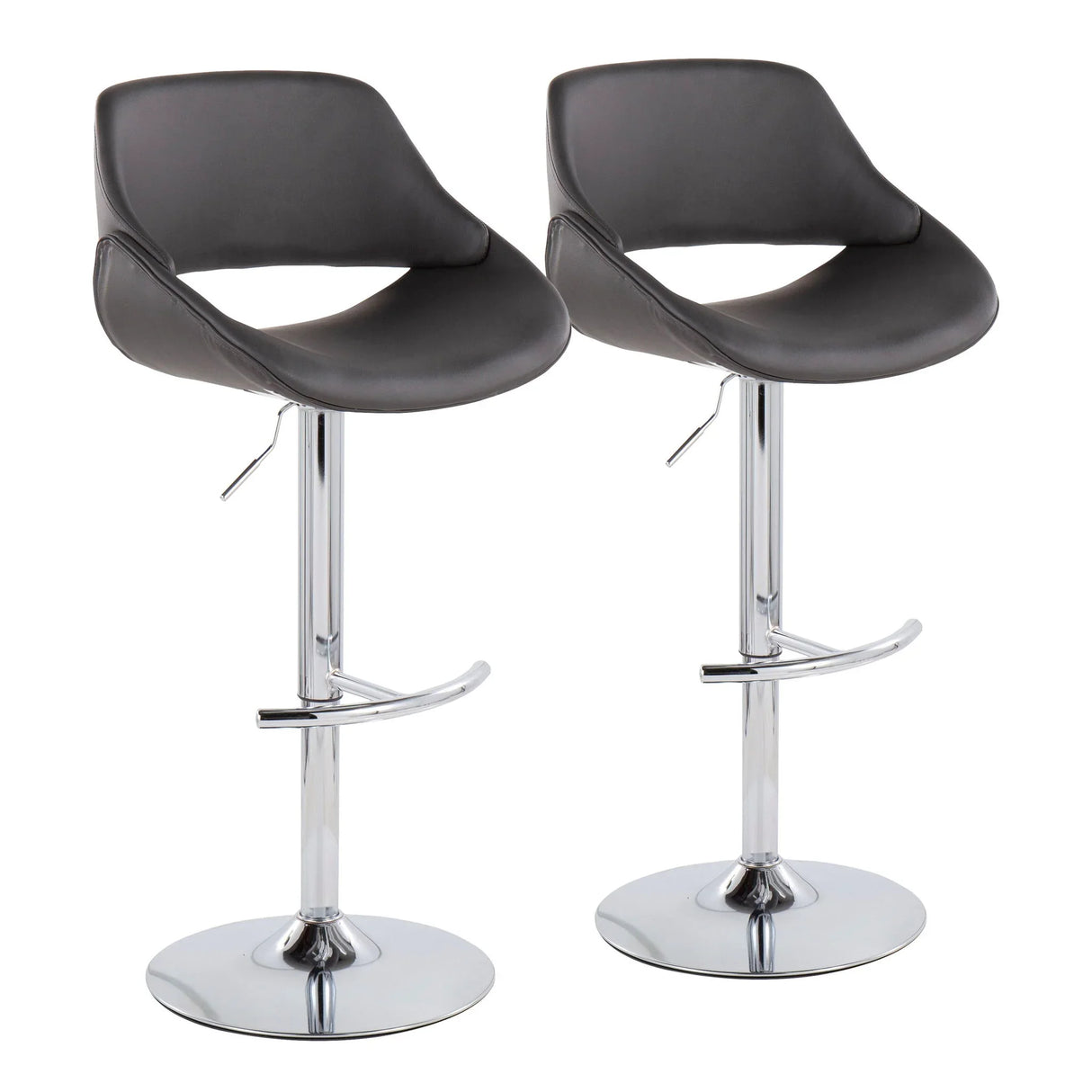 Fabrico - Contemporary Adjustable Bar Stool With Rounded T Footrest (Set of 2) - Furniture Home Direct