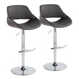 Fabrico - Contemporary Adjustable Bar Stool With Rounded T Footrest (Set of 2) - Furniture Home Direct