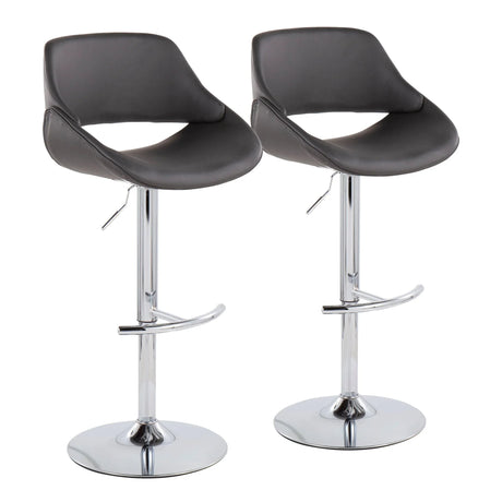 Fabrico - Contemporary Adjustable Bar Stool With Rounded T Footrest (Set of 2) - Furniture Home Direct