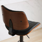 Counter Stool Adjustable PU Leather Upholstered Black - Furniture Home Direct