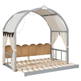 Extended Bed With Arched Roof And Trundle - Furniture Home Direct