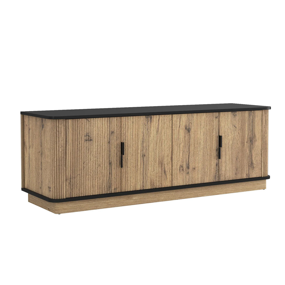 Grain 4 Door TV Cabinet, An Ideal Choice For TV And Item Storage In Modern Homes, A Perfect Blend Of Nordic And Modern Minimalist Styles - Black - Furniture Home Direct