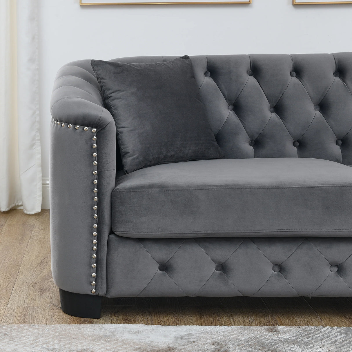 Living Room Set with 2 Sofas - Velvet Grey - Furniture Home Direct