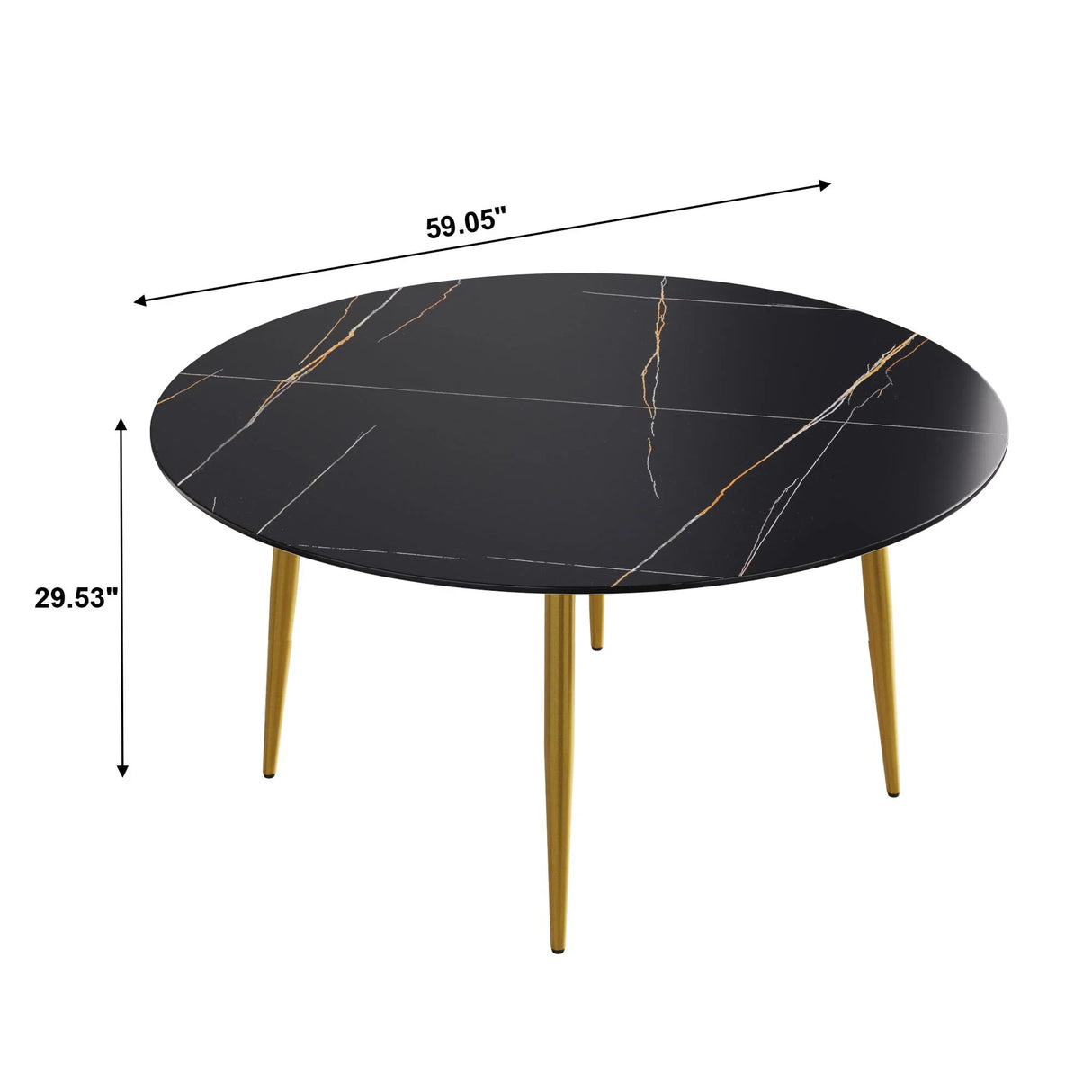 Modern Man-Made Stone Round Dining Table-Position For 6 People - Furniture Home Direct