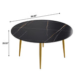 Modern Man-Made Stone Round Dining Table-Position For 6 People - Furniture Home Direct
