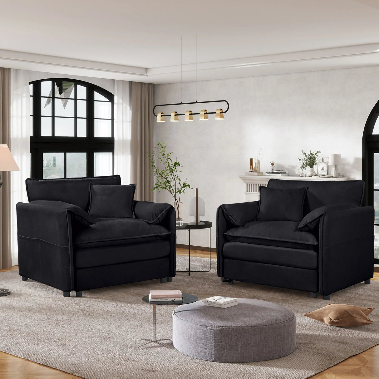 Modern Chenille Oversized Accent Chair, Comfy Single Sofa With Large Seat (Set of 2) - Furniture Home Direct