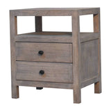 Acid - 2 Drawer Open Bedside Table - Gray Ash - Furniture Home Direct