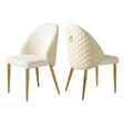 2 Pieces Contemporary Stainless Steel Dining Chair With Upholstery And Leather Backrest - Gold - Furniture Home Direct