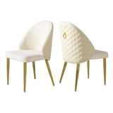 2 Pieces Contemporary Stainless Steel Dining Chair With Upholstery And Leather Backrest - Gold - Furniture Home Direct