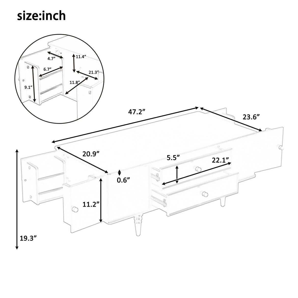 Modern Rectangle Coffee Table With Four Drawers - Furniture Home Direct