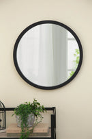 Circle Wall Mirror With Wooden Frame, Wall Mirror For Living Room - Furniture Home Direct