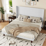 King Size, Stylish High Headboard Bed, High Quality - White - Furniture Home Direct