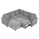 Sectional Sofa Convertible Pull-Out Sofa Bed With A Movable Storage Ottoman For Living Room - Furniture Home Direct