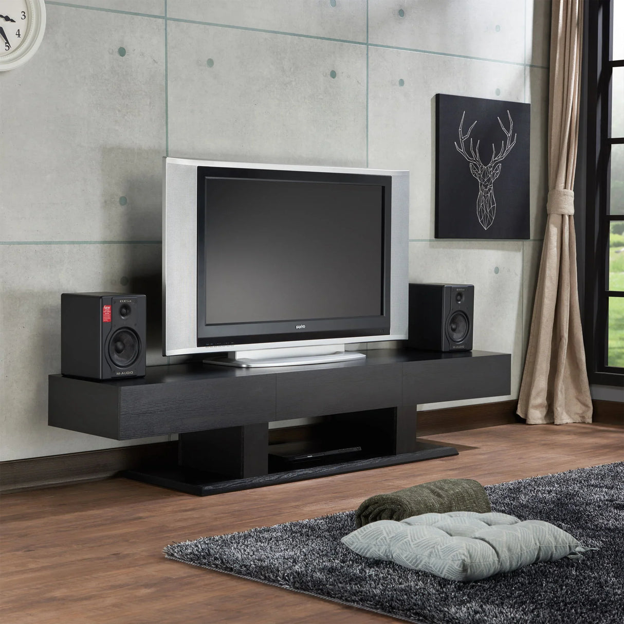 Follian - TV Stand - Black - Furniture Home Direct