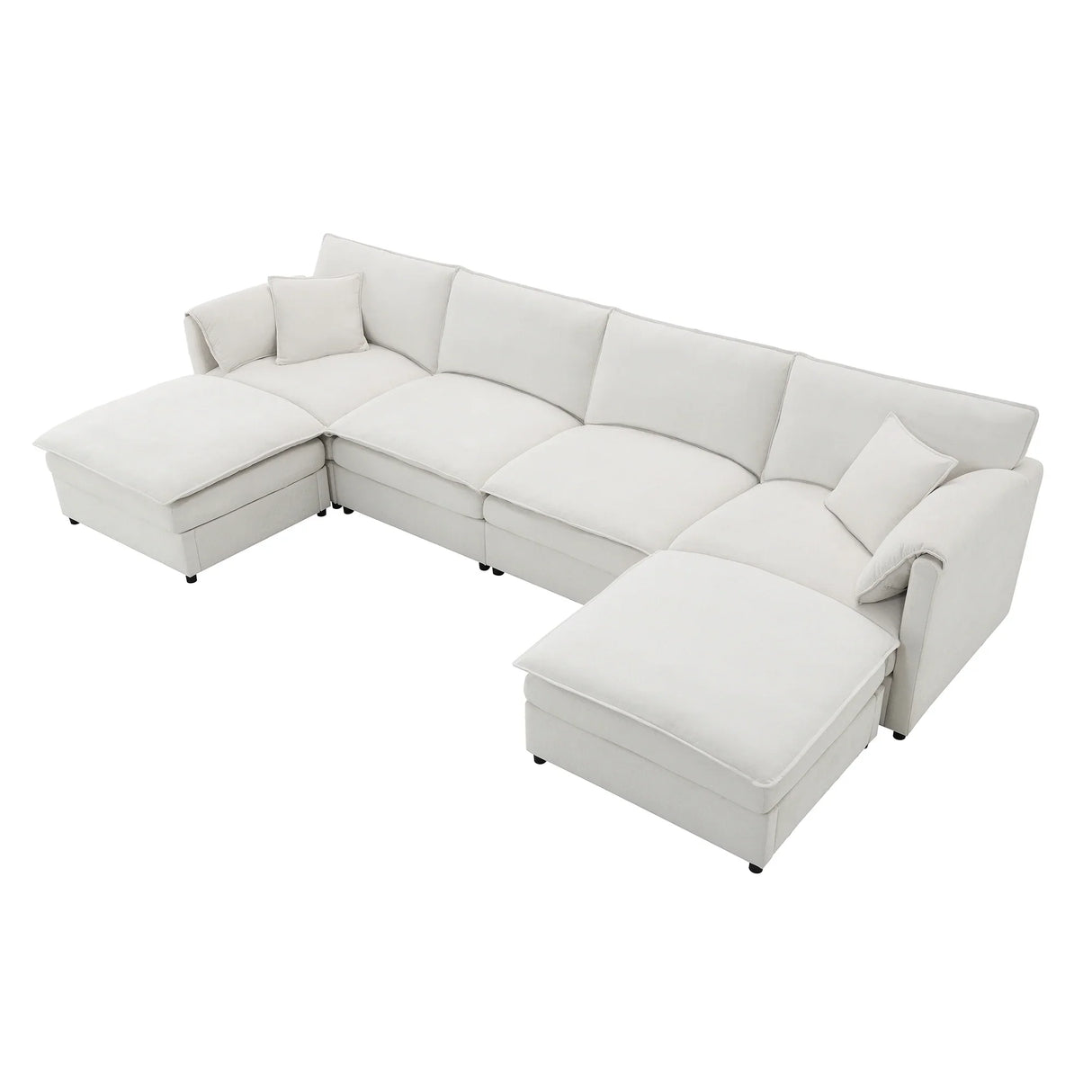 Sectional Sofa Chenille L Shaped Living Room Comfort Cream - Furniture Home Direct
