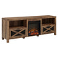 Industrial Farmhouse Metal Mesh Drop Down X Door Fireplace TV Stand - Furniture Home Direct