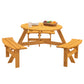 6 Person Circular Outdoor Wooden Picnic Table For Patio, Backyard, Garden, Diy With 3 Built-In Benches, 1720Lb Capacity - Furniture Home Direct