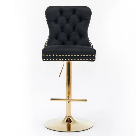 Bar Stools Velvet Upholstered Swivel With Backs Black - Furniture Home Direct