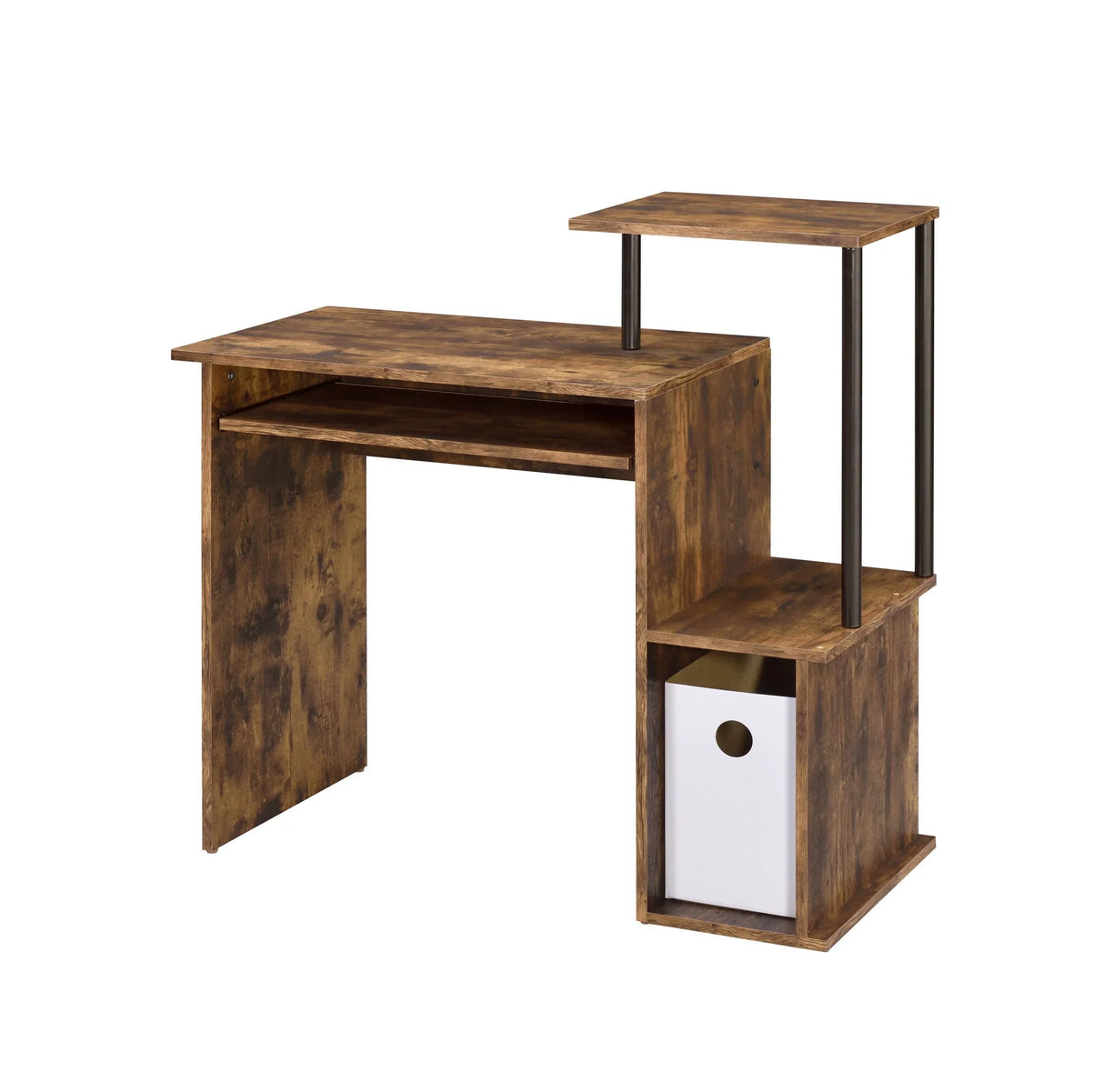 Lyphre - Computer Desk - Weathered Oak / Black - Furniture Home Direct