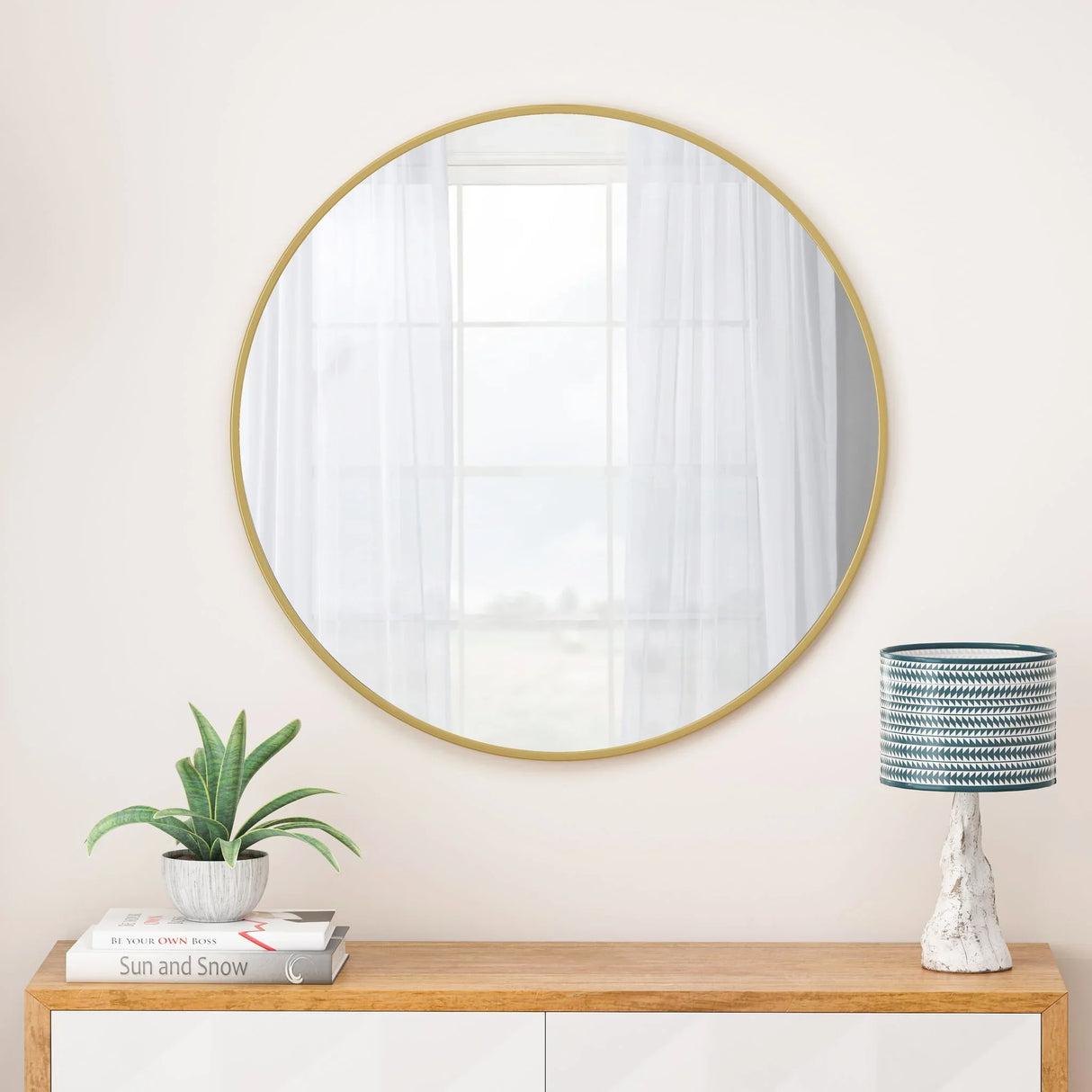 Wall Circular Mirror Metal Framed Mirror Round Vanity Mirror Dressing Mirror, For Bathroom, Living Room, Bedroom Wall Decor - Furniture Home Direct