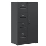 Metal Storage Vertical Filing Cabinet With Lock, 4 Drawers, 1 Door, Steel Construction, School / Office Use - Furniture Home Direct