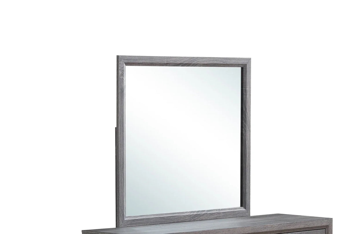 Full Bedroom Set Bed Mirror Nightstand Transitional Gray - Furniture Home Direct