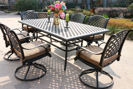 Rectangular 6 Person 85.83" Long Aluminum Dining Set With Cushions - Furniture Home Direct
