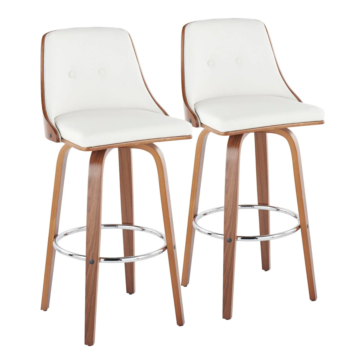 Gianna - Mid Century Modern Fixed Height Barstool With Swivel With Round Footrest (Set of 2) - Furniture Home Direct