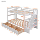 Stairway Bunk Bed With Storage And Guard Rail For Bedroom - Furniture Home Direct