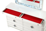 Bedroom Set Modern Upholstered Bed Dresser Mirror White - Furniture Home Direct