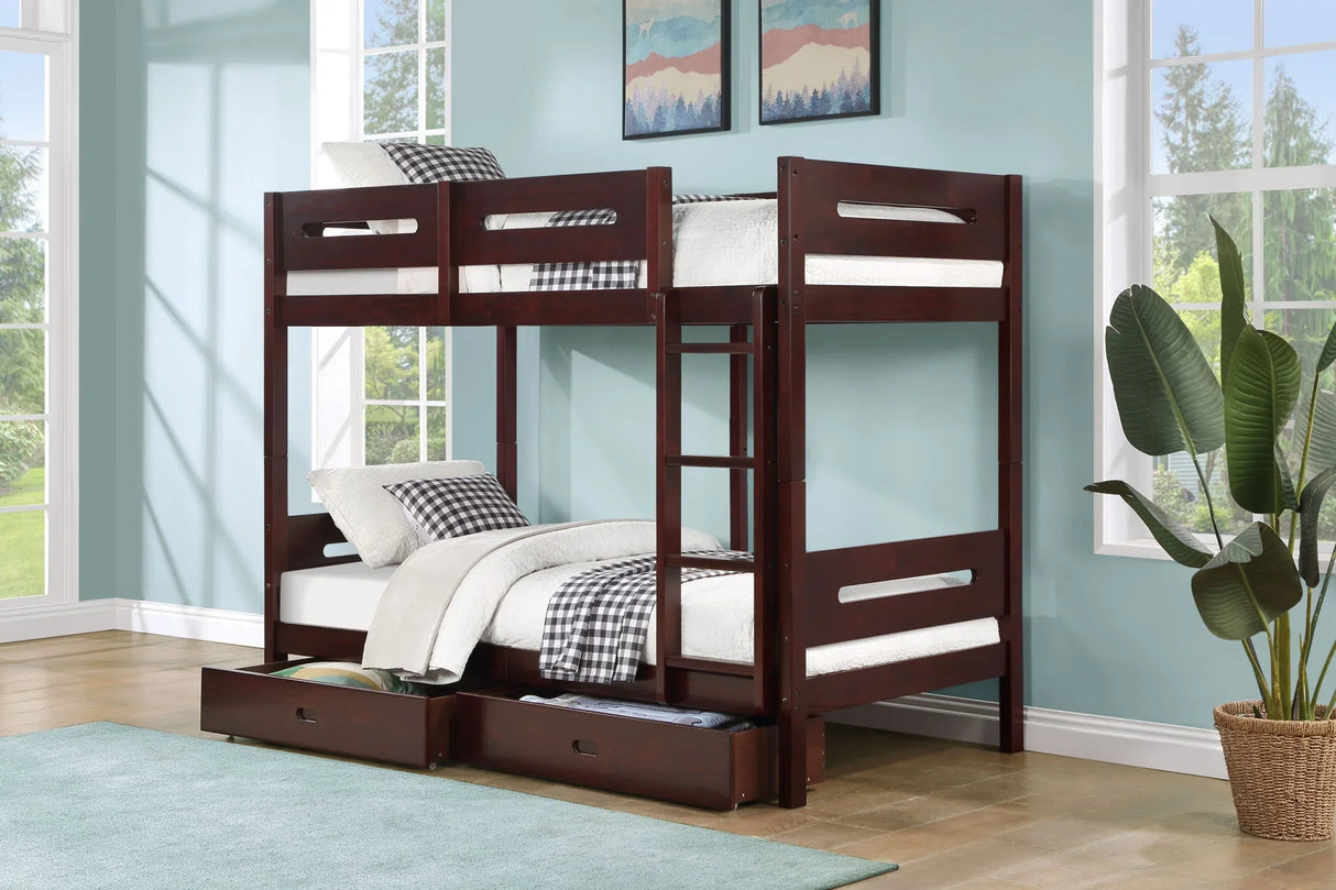 Nissa - Twin Twin Bunk Bed - Espresso - Furniture Home Direct