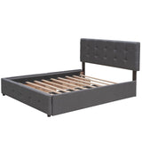 Upholstered Platform Bed With Classic Headboard And Drawers, No Box Spring Needed - Furniture Home Direct