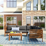 Outdoor Sectional With Coffee Table - Gray - Furniture Home Direct